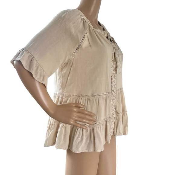 Miss Me Boho Tiered Lace Trim Tasseled Peasant - Picture 4 of 7